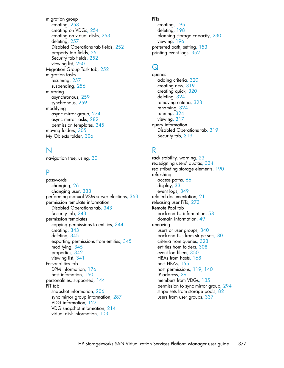 HP SAN Virtualization Services Platform User Manual | Page 377 / 382