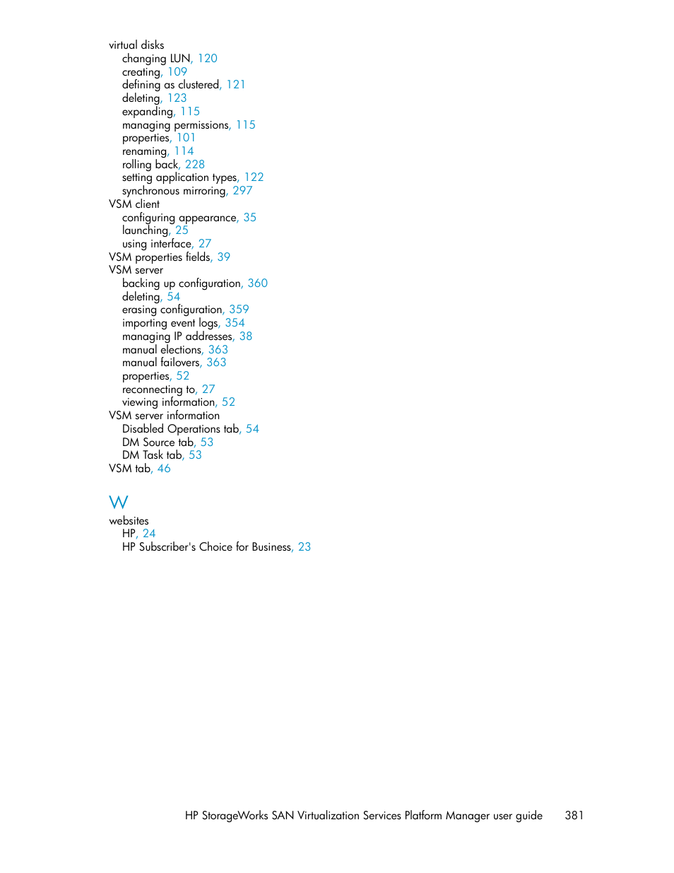 HP SAN Virtualization Services Platform User Manual | Page 381 / 382