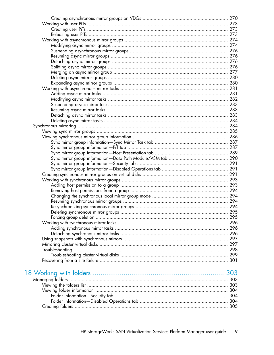 18 working with folders | HP SAN Virtualization Services Platform User Manual | Page 9 / 382