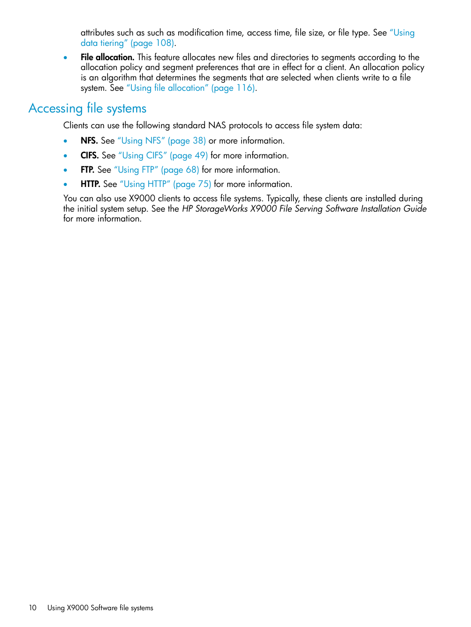 Accessing file systems | HP StoreAll Storage User Manual | Page 10 / 125