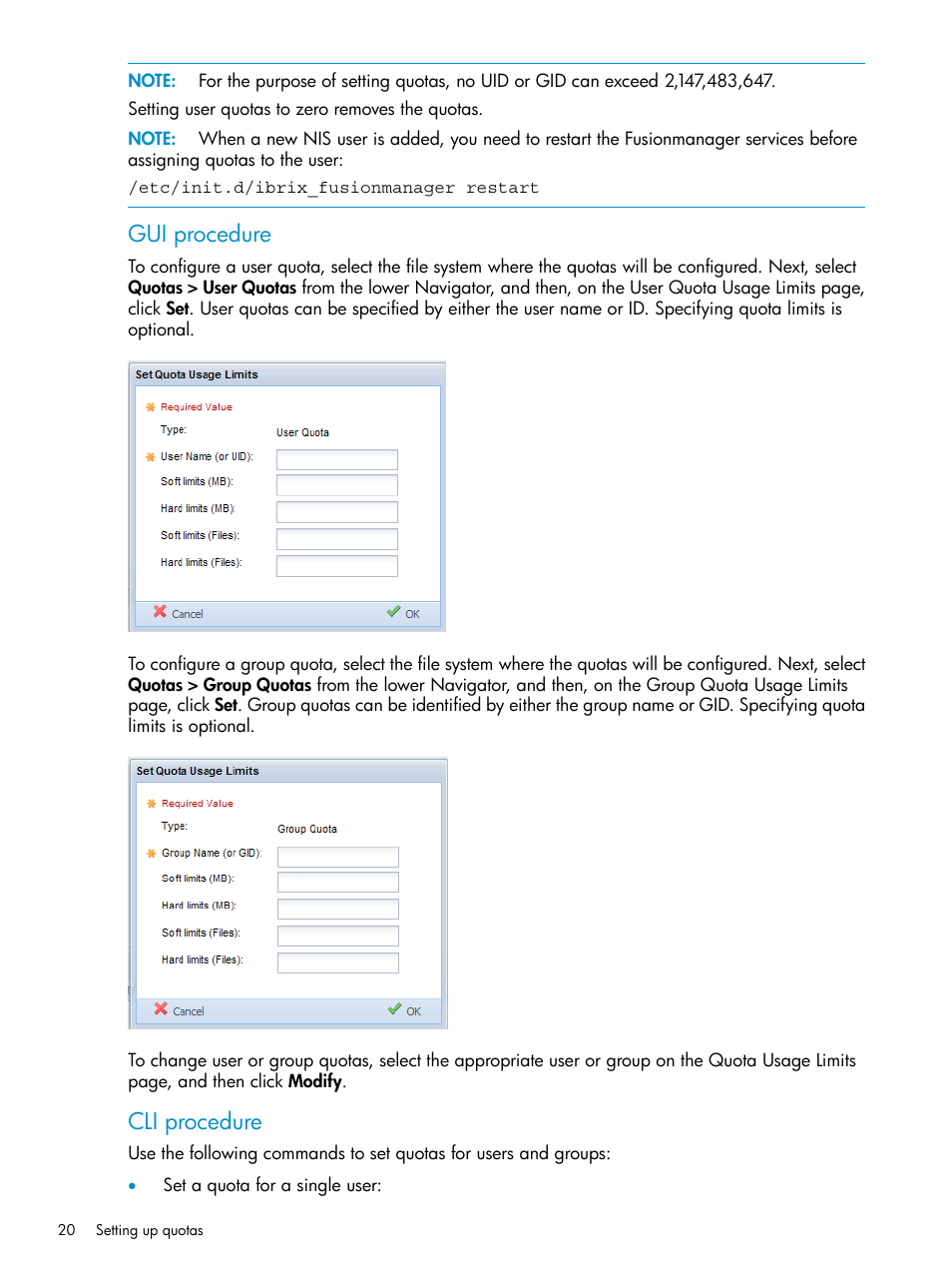 Gui procedure, Cli procedure | HP StoreAll Storage User Manual | Page 20 / 125