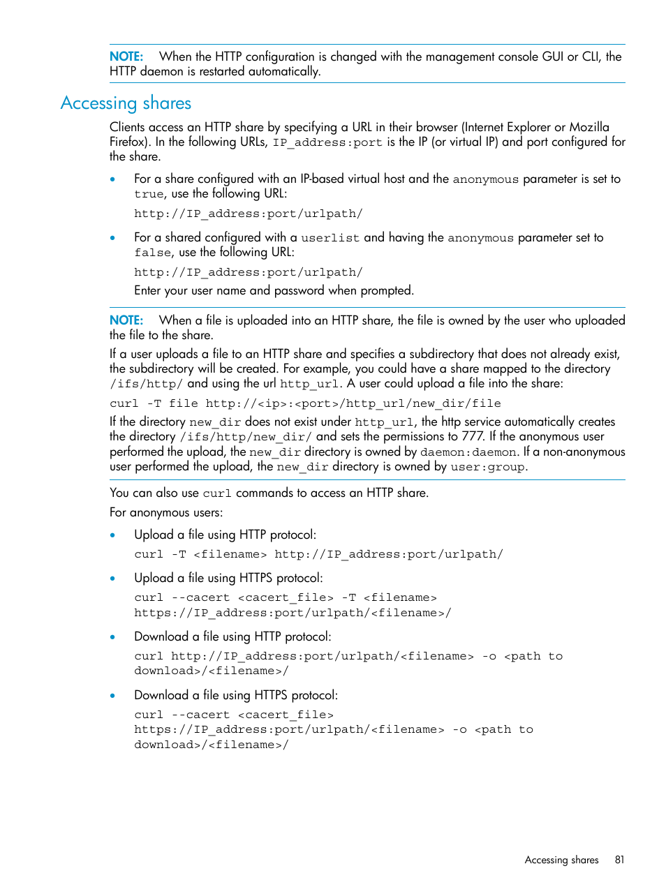 Accessing shares | HP StoreAll Storage User Manual | Page 81 / 125