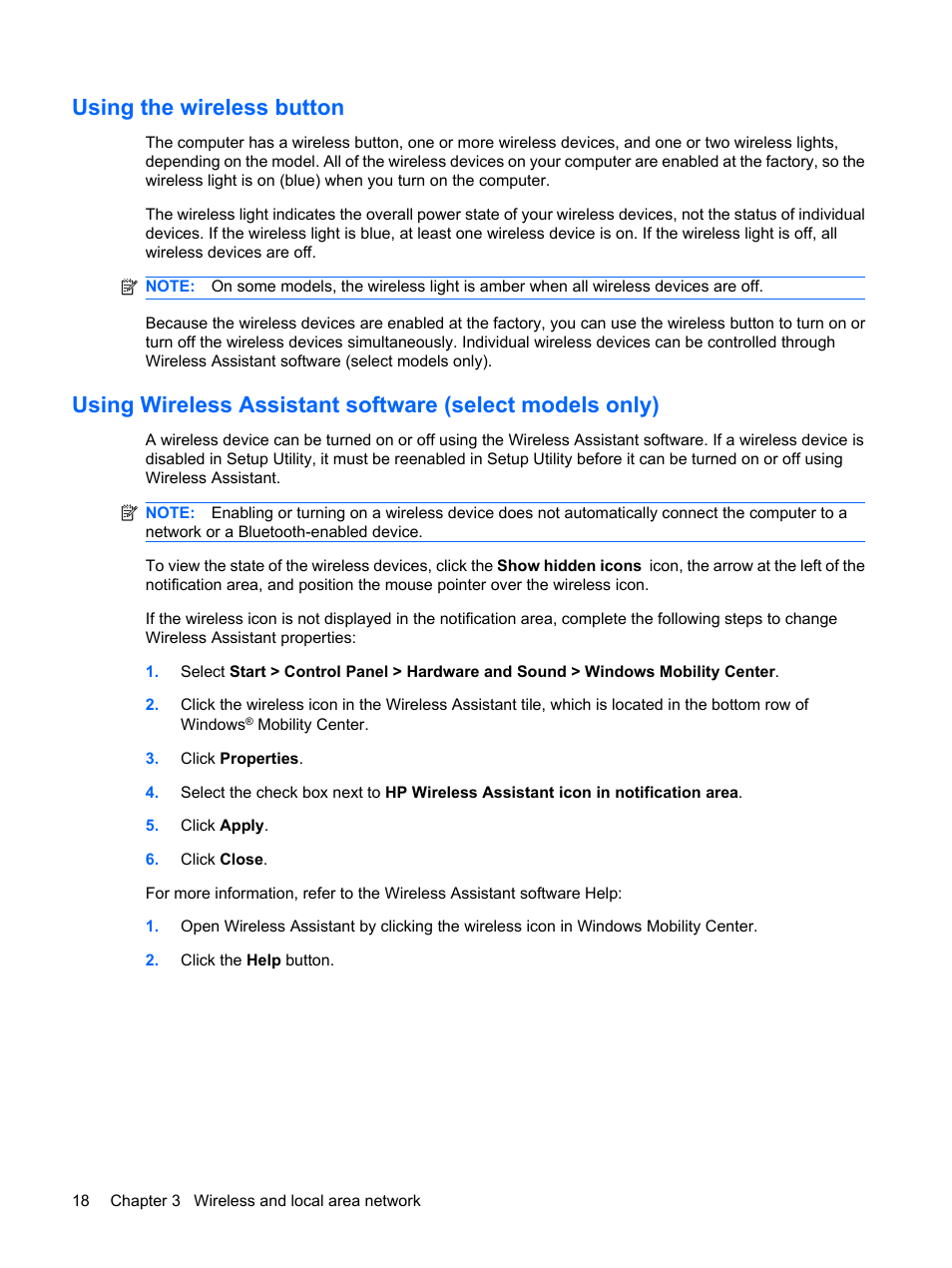 Using the wireless button | HP Pavilion dm1-1190ee Entertainment Notebook PC User Manual | Page 28 / 103