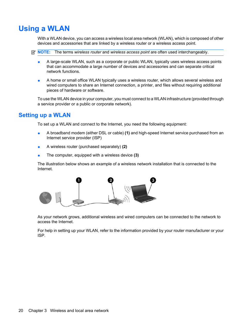 Using a wlan, Setting up a wlan | HP Pavilion dm1-1190ee Entertainment Notebook PC User Manual | Page 30 / 103