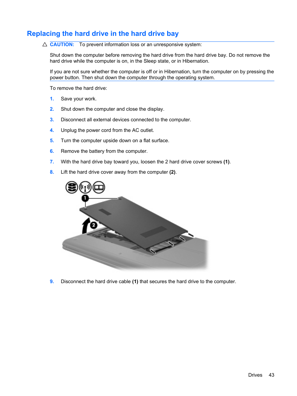 Replacing the hard drive in the hard drive bay | HP Pavilion dm1-1190ee Entertainment Notebook PC User Manual | Page 53 / 103