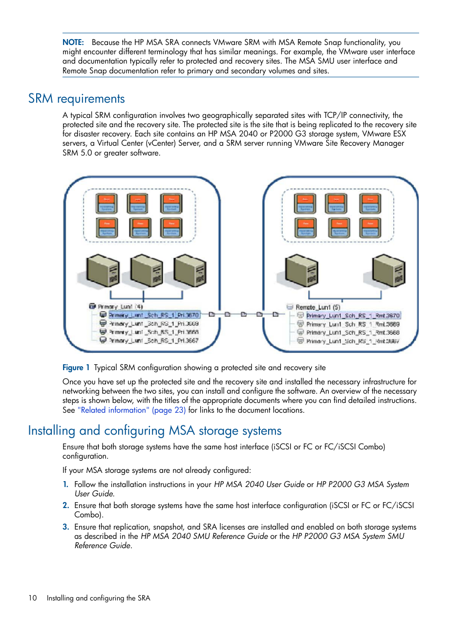 Srm requirements, Installing and configuring msa storage systems | HP MSA 2040 SAN Storage User Manual | Page 10 / 34
