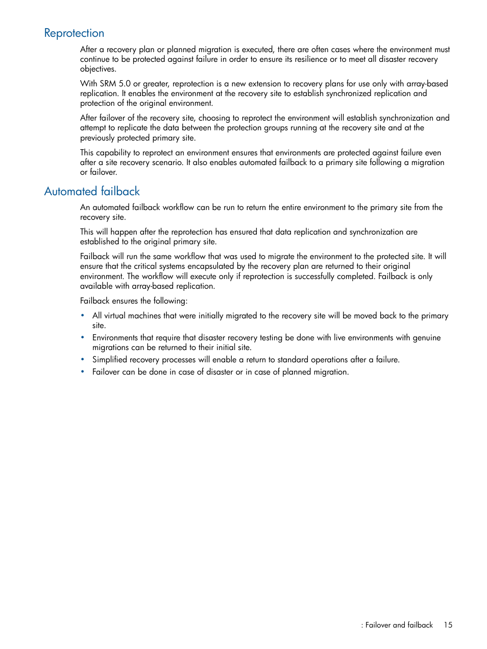 Reprotection, Automated failback | HP MSA 2040 SAN Storage User Manual | Page 15 / 34