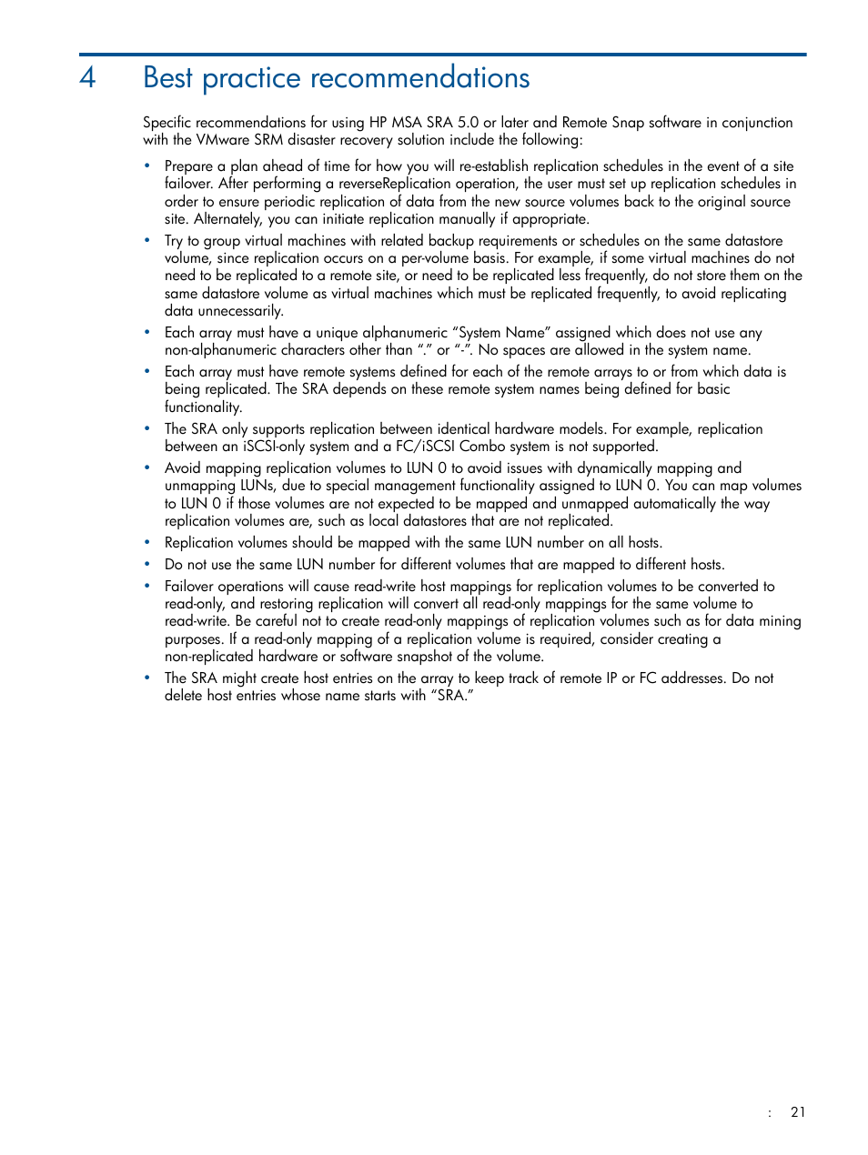 Best practice recommendations, 4 best practice recommendations, 4best practice recommendations | HP MSA 2040 SAN Storage User Manual | Page 21 / 34