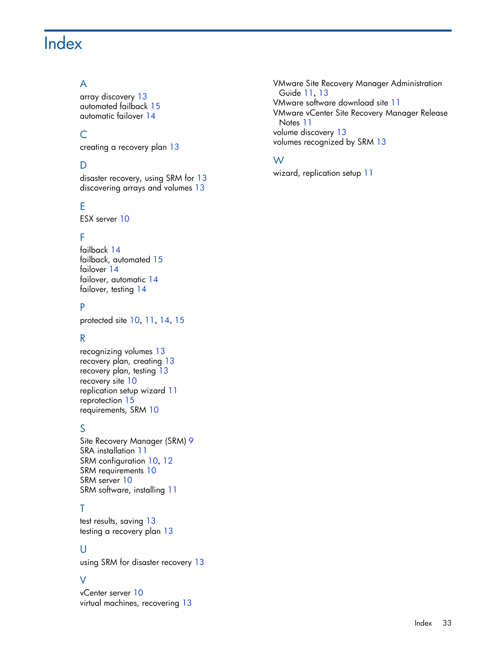 Index | HP MSA 2040 SAN Storage User Manual | Page 33 / 34