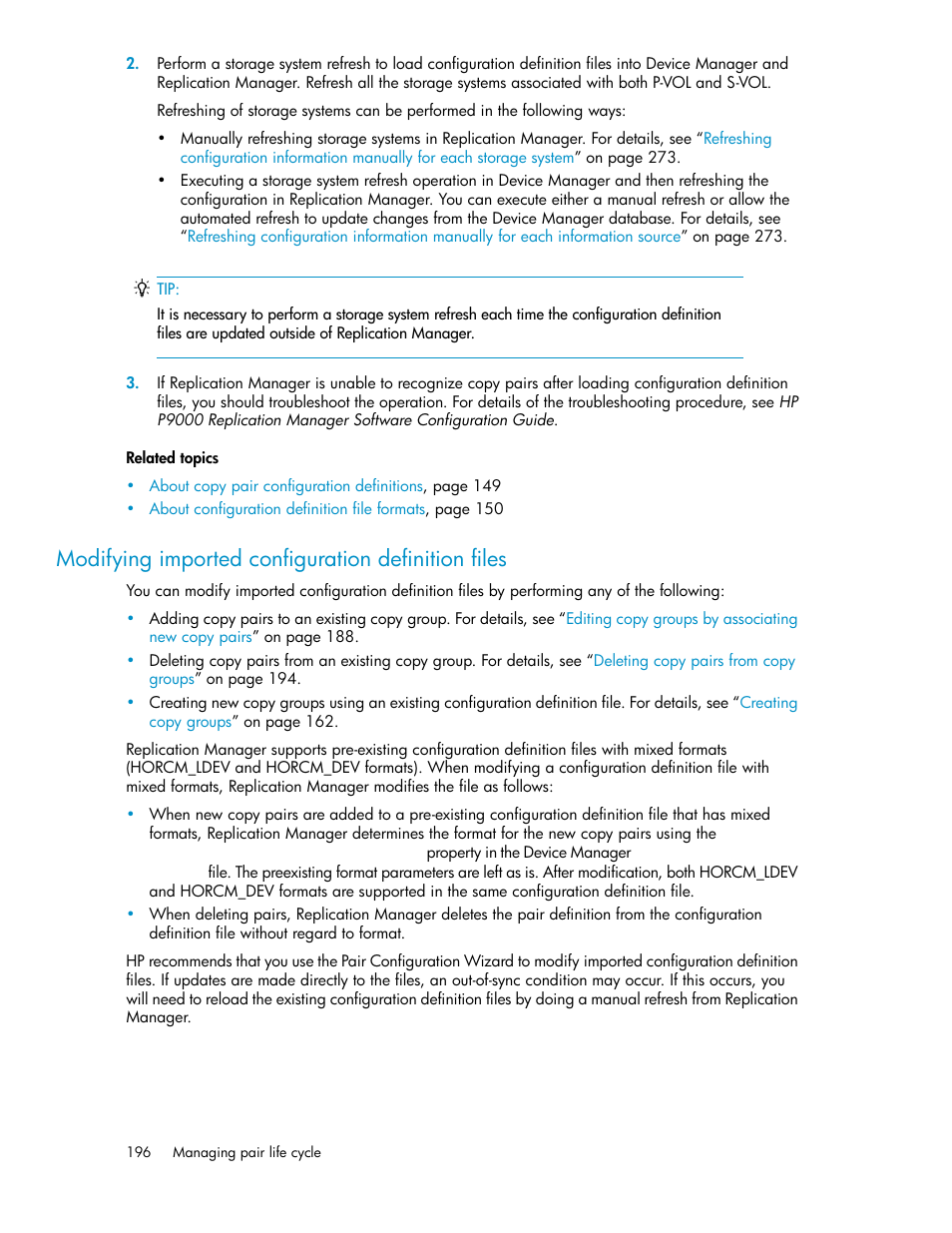 Modifying imported configuration definition files | HP XP Command View Advanced Edition Software User Manual | Page 196 / 488