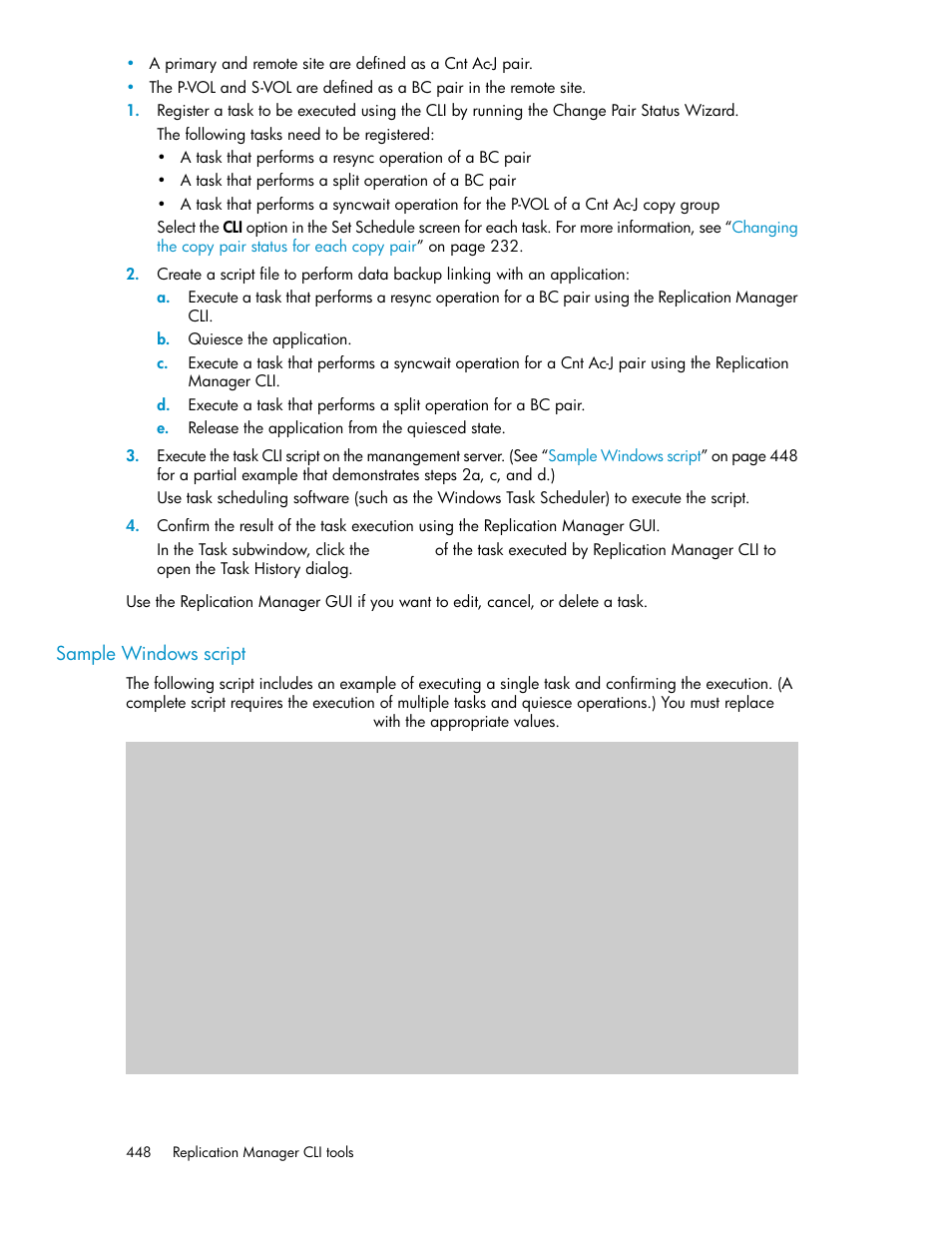 Sample windows script | HP XP Command View Advanced Edition Software User Manual | Page 448 / 488