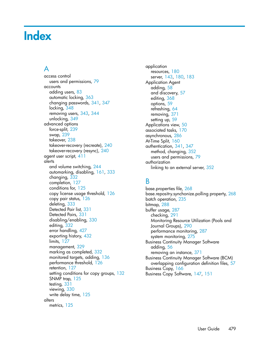Index | HP XP Command View Advanced Edition Software User Manual | Page 479 / 488