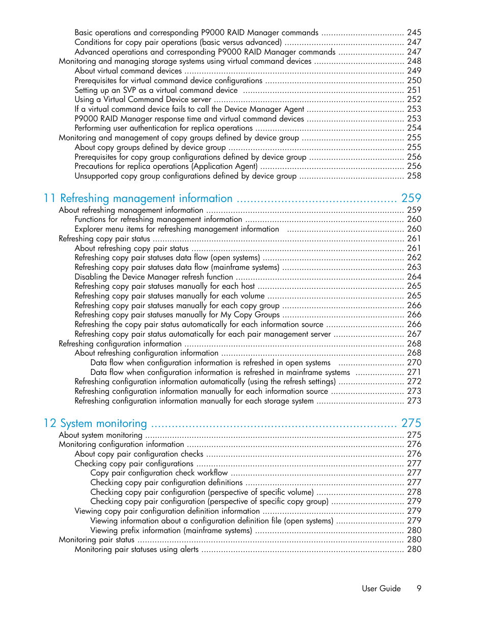 11 refreshing management information, 12 system monitoring | HP XP Command View Advanced Edition Software User Manual | Page 9 / 488