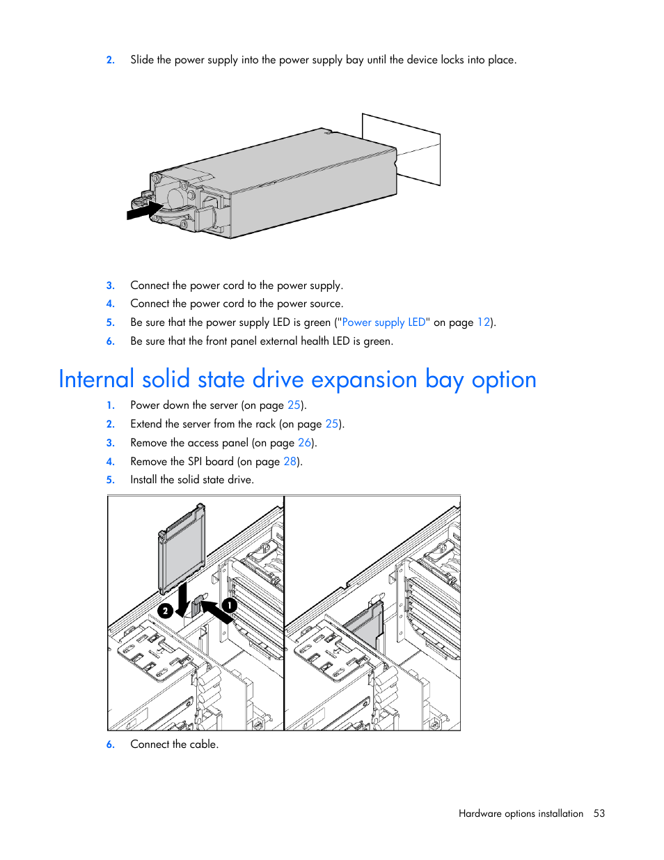 Internal solid state drive expansion bay option | HP ProLiant DL585 G7 Server User Manual | Page 53 / 126