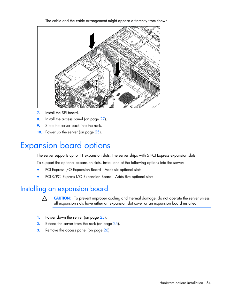 Expansion board options, Installing an expansion board | HP ProLiant DL585 G7 Server User Manual | Page 54 / 126