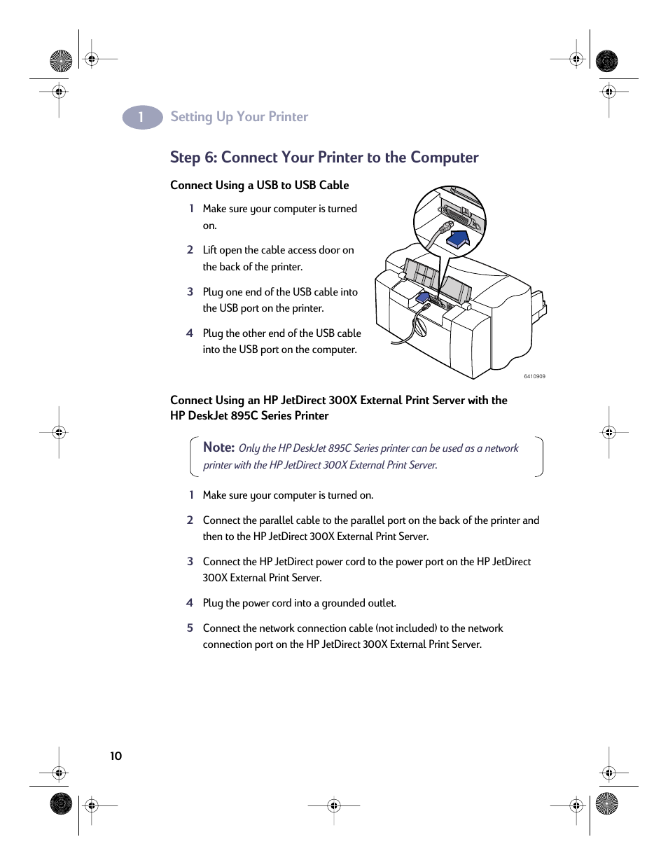 Step 6: connect your printer to the computer, Step: 6 connect your printer to the computer | HP Deskjet 832c Printer User Manual | Page 17 / 98