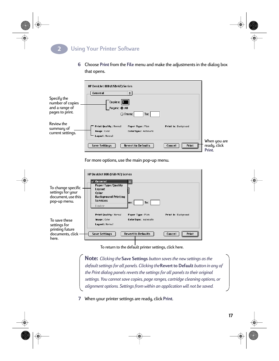 Using your printer software | HP Deskjet 832c Printer User Manual | Page 24 / 98