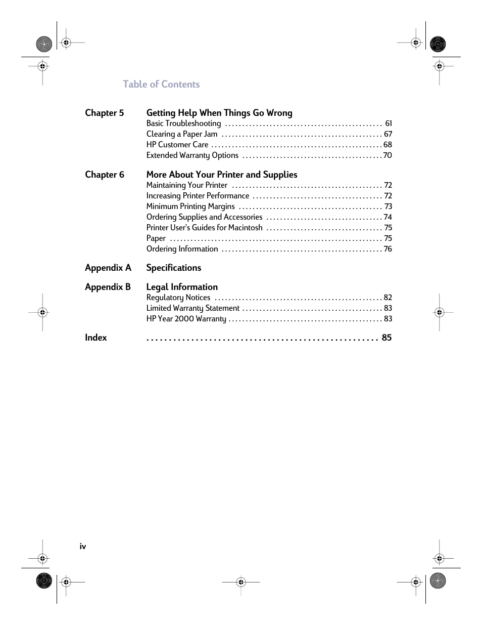 HP Deskjet 832c Printer User Manual | Page 5 / 98