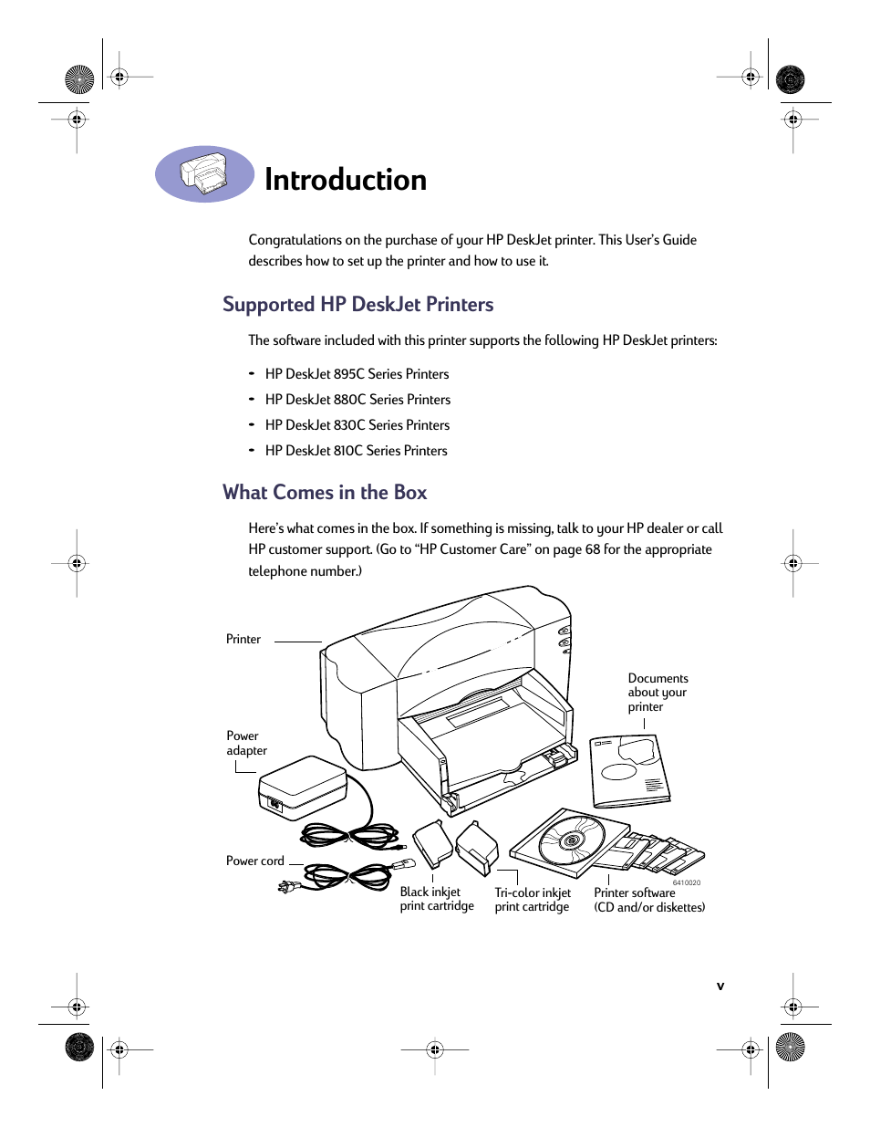 Introduction, Supported hp deskjet printers, What comes in the box | HP Deskjet 832c Printer User Manual | Page 6 / 98
