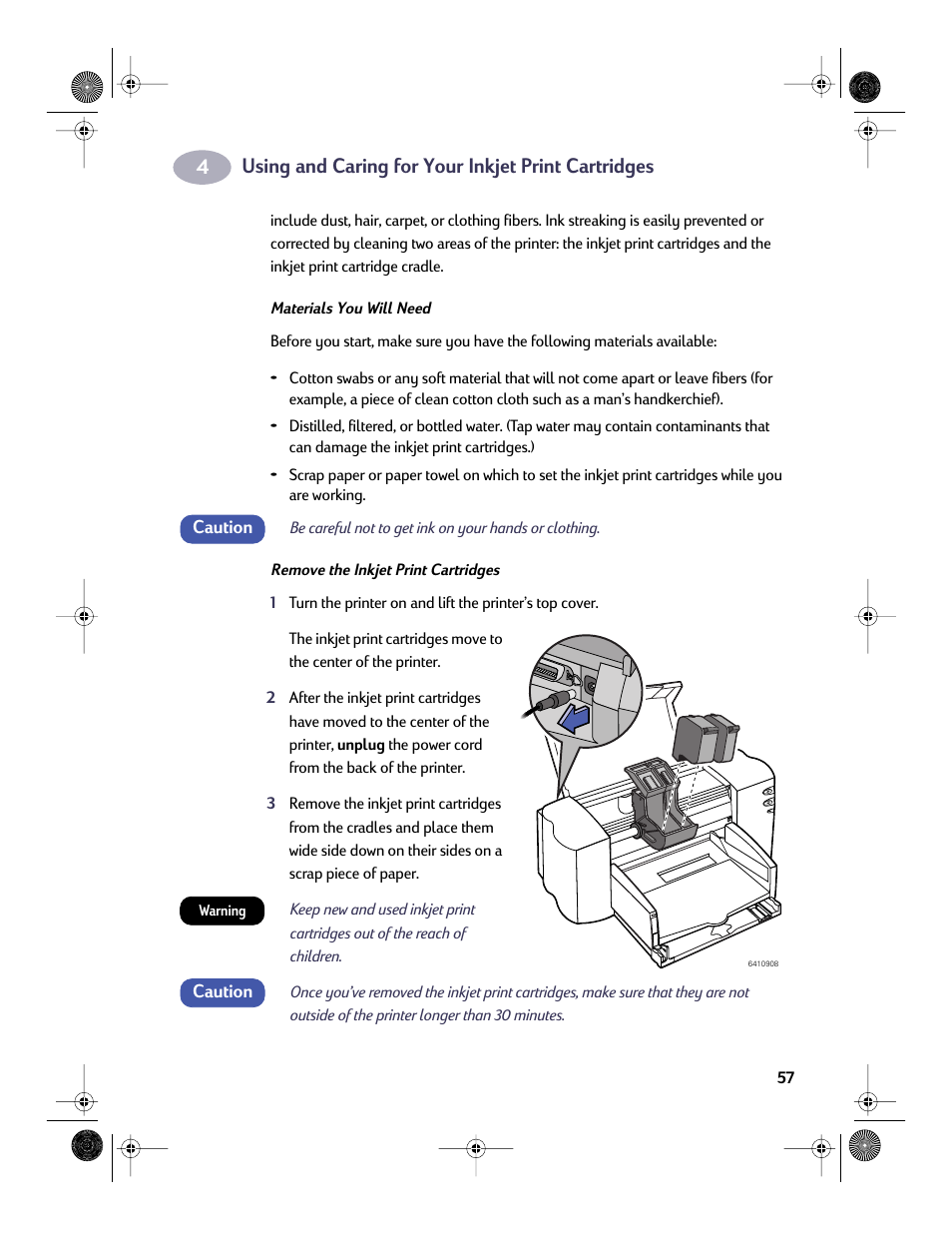 Using and caring for your inkjet print cartridges | HP Deskjet 832c Printer User Manual | Page 64 / 98