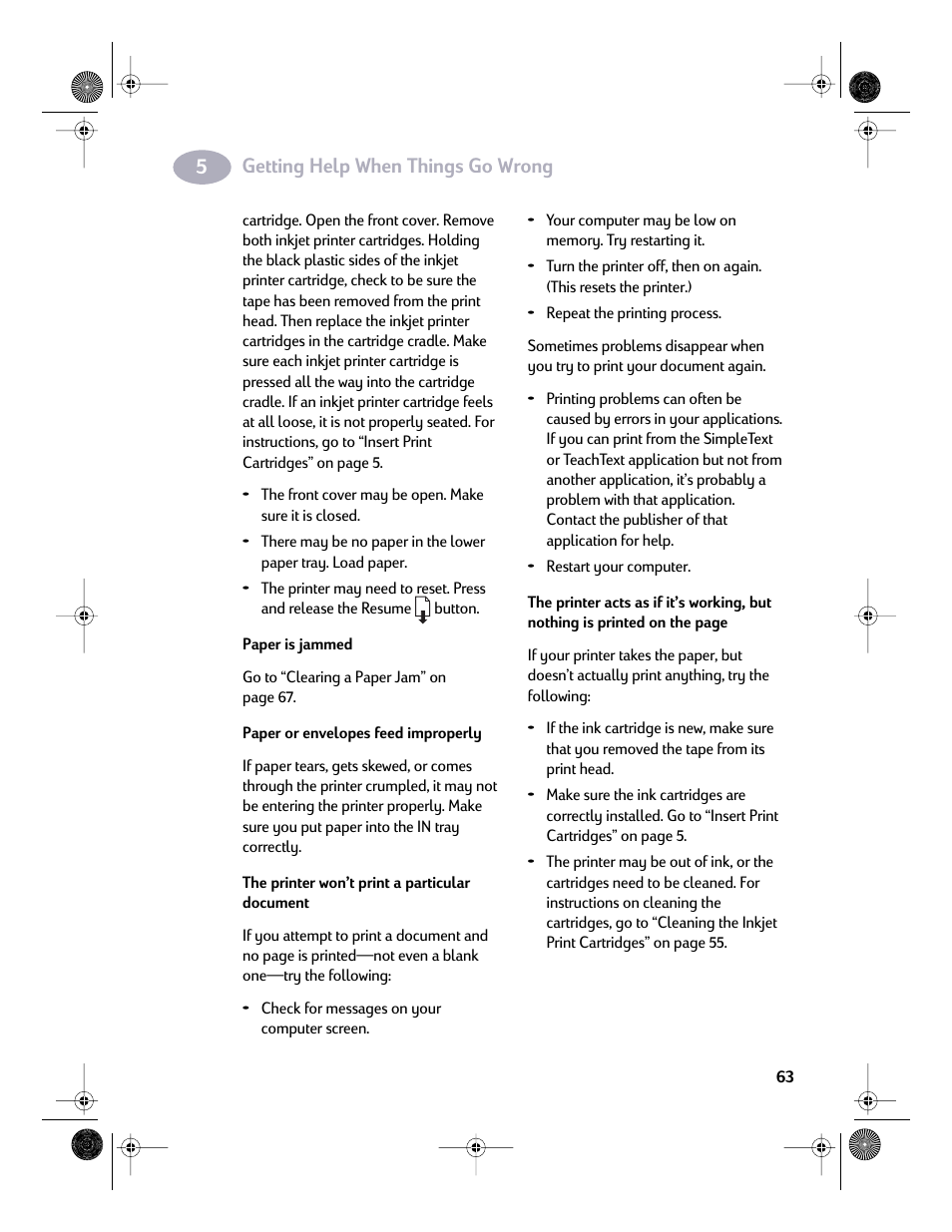 Getting help when things go wrong | HP Deskjet 832c Printer User Manual | Page 70 / 98