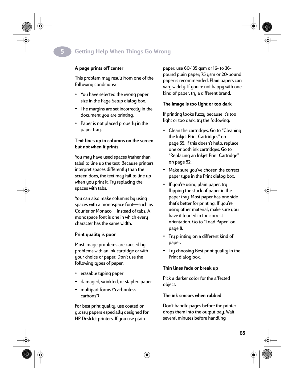 Getting help when things go wrong | HP Deskjet 832c Printer User Manual | Page 72 / 98