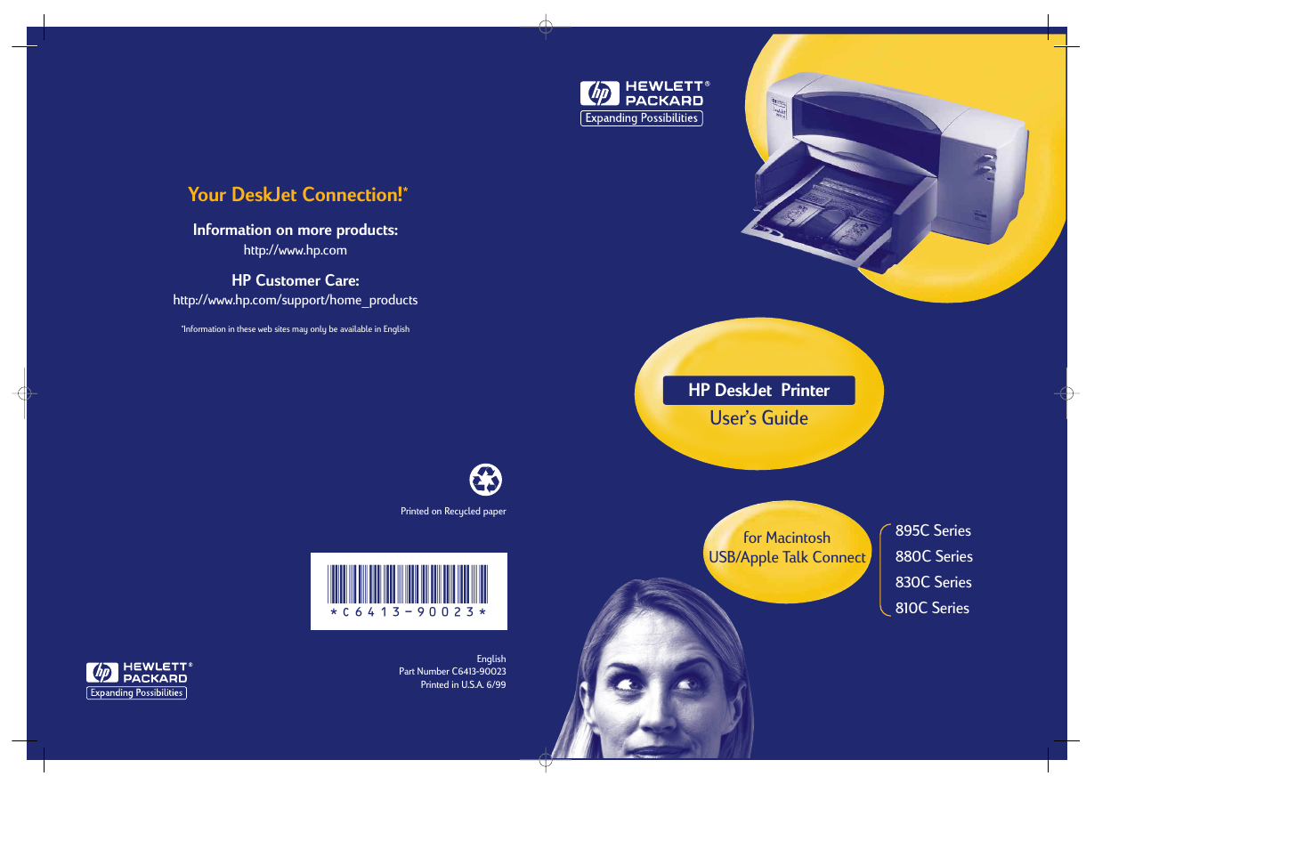 Your deskjet connection, User’s guide, Hp deskjet printer | HP Deskjet 832c Printer User Manual | Page 98 / 98