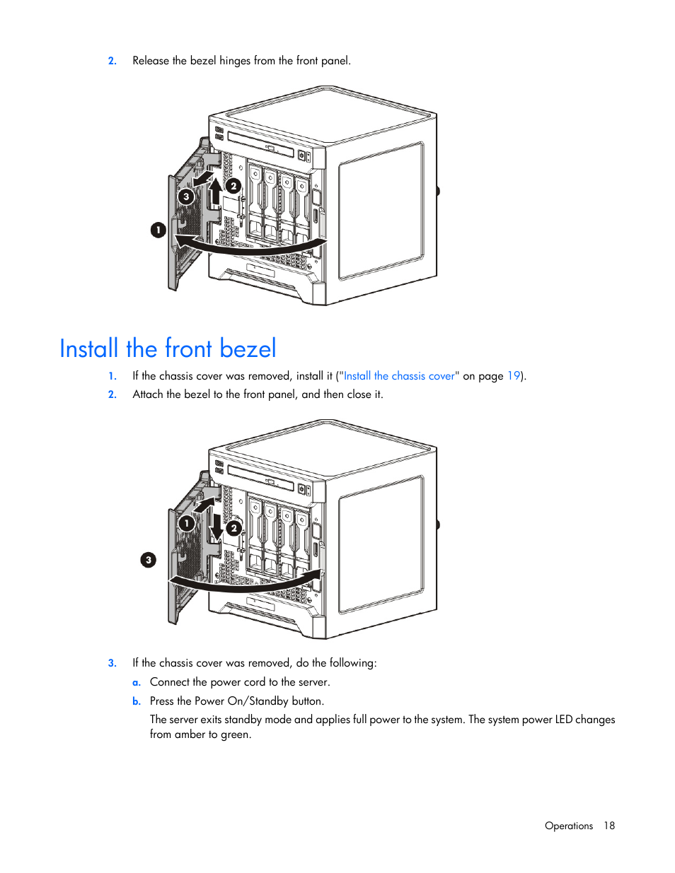 Install the front bezel | HP ProLiant MicroServer Gen8 User Manual | Page 18 / 95