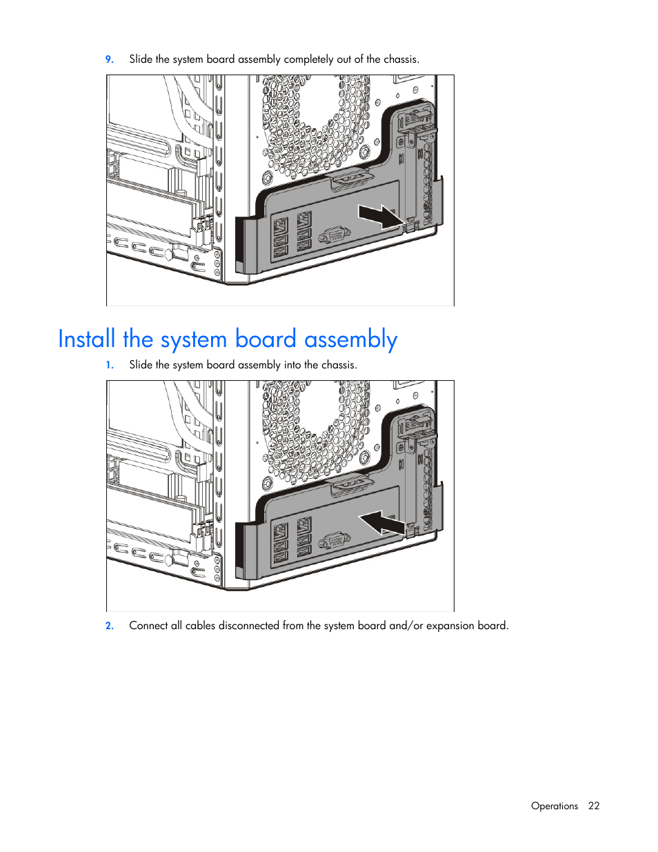 Install the system board assembly | HP ProLiant MicroServer Gen8 User Manual | Page 22 / 95