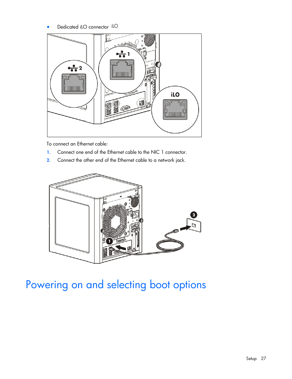 Powering on and selecting boot options | HP ProLiant MicroServer Gen8 User Manual | Page 27 / 95
