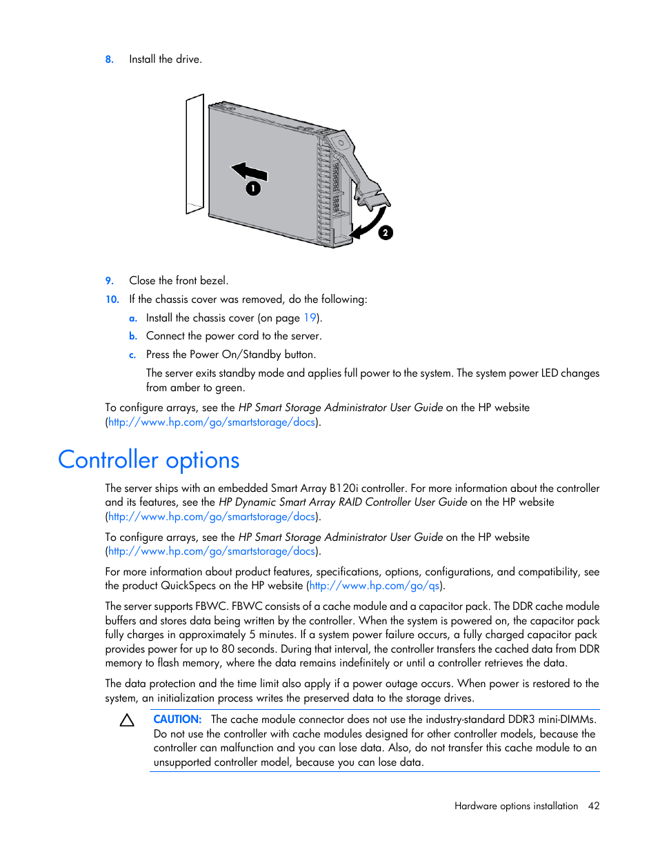 Controller options | HP ProLiant MicroServer Gen8 User Manual | Page 42 / 95