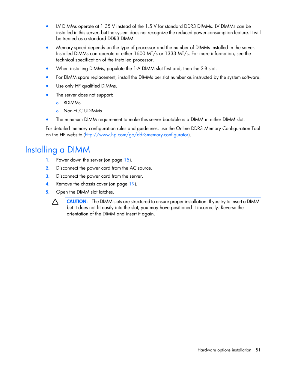 Installing a dimm | HP ProLiant MicroServer Gen8 User Manual | Page 51 / 95