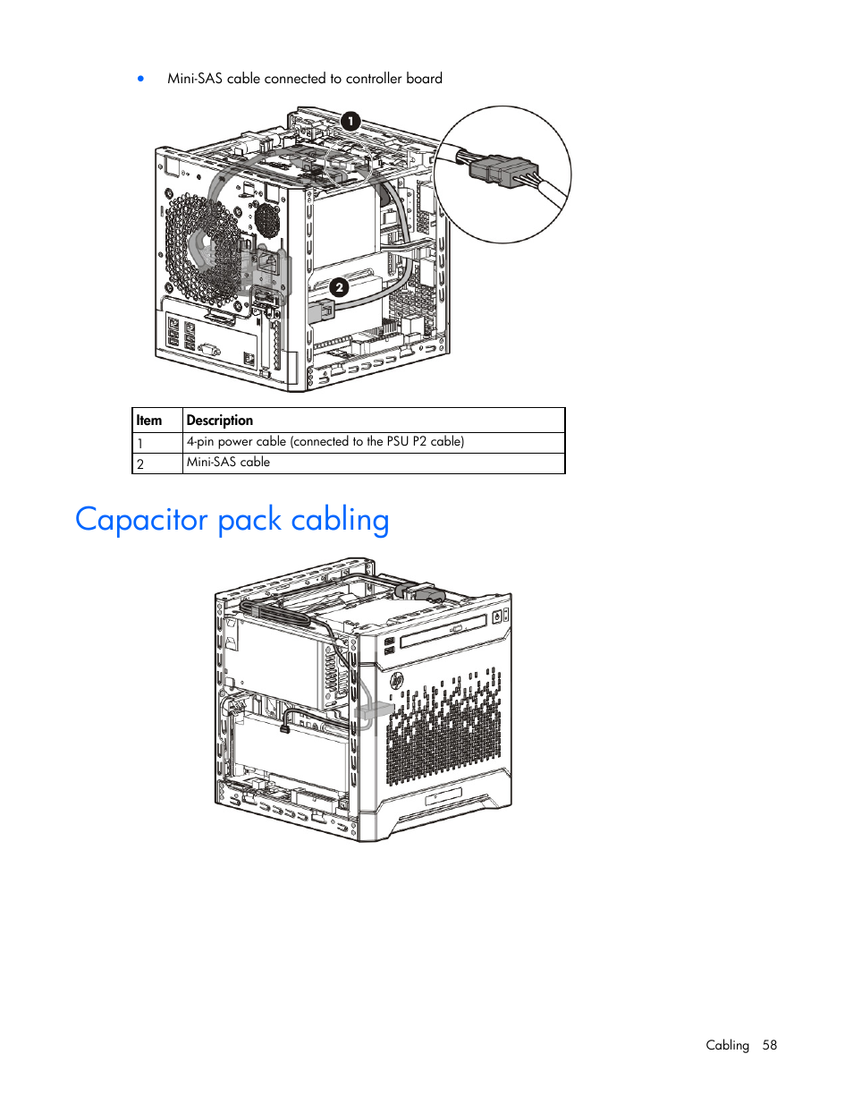 Capacitor pack cabling | HP ProLiant MicroServer Gen8 User Manual | Page 58 / 95
