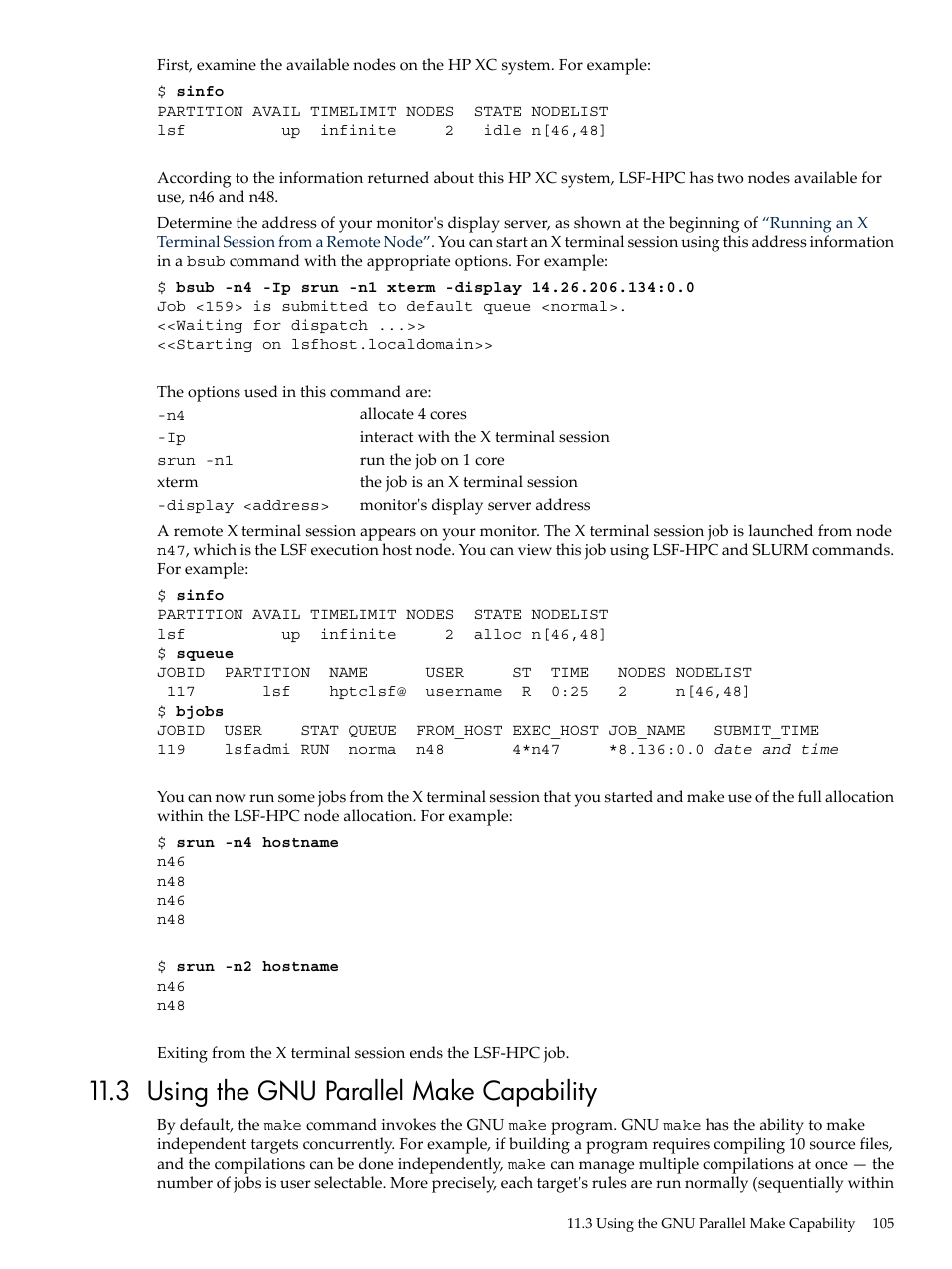 3 using the gnu parallel make capability, Using the gnu parallel make capability | HP XC System 3.x Software User Manual | Page 105 / 133