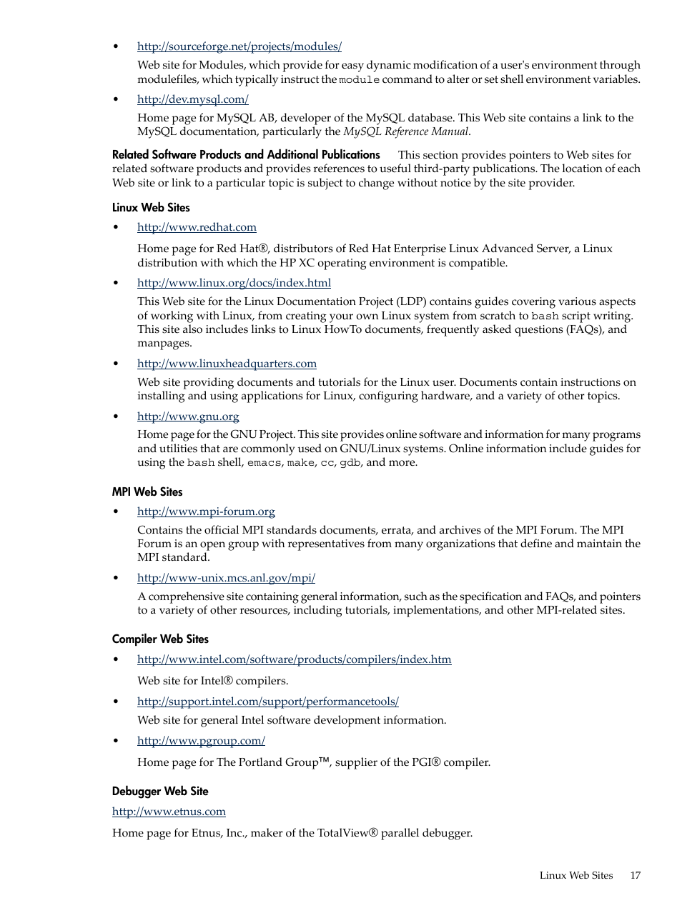 Related software products and additional | HP XC System 3.x Software User Manual | Page 17 / 133