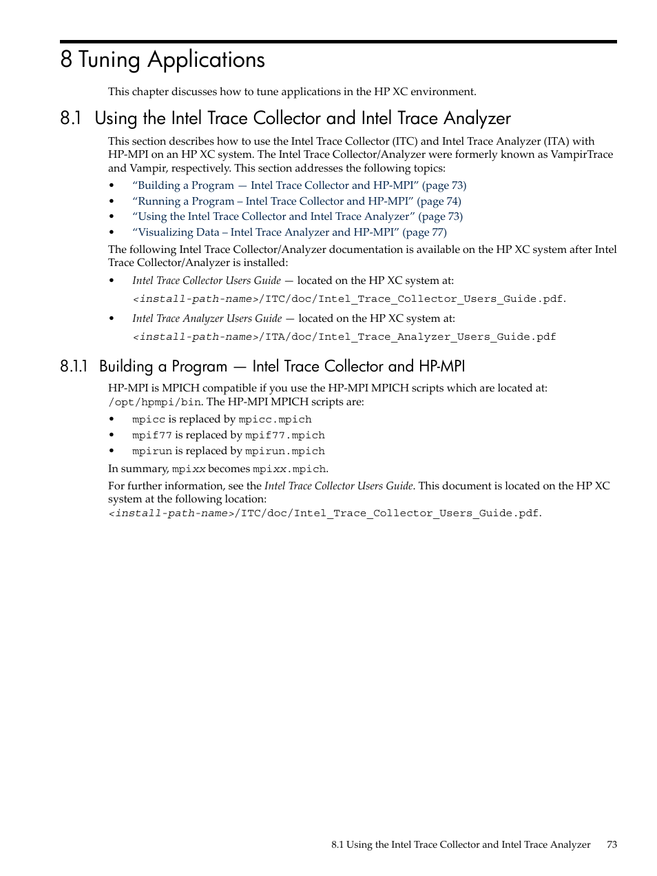 8 tuning applications | HP XC System 3.x Software User Manual | Page 73 / 133