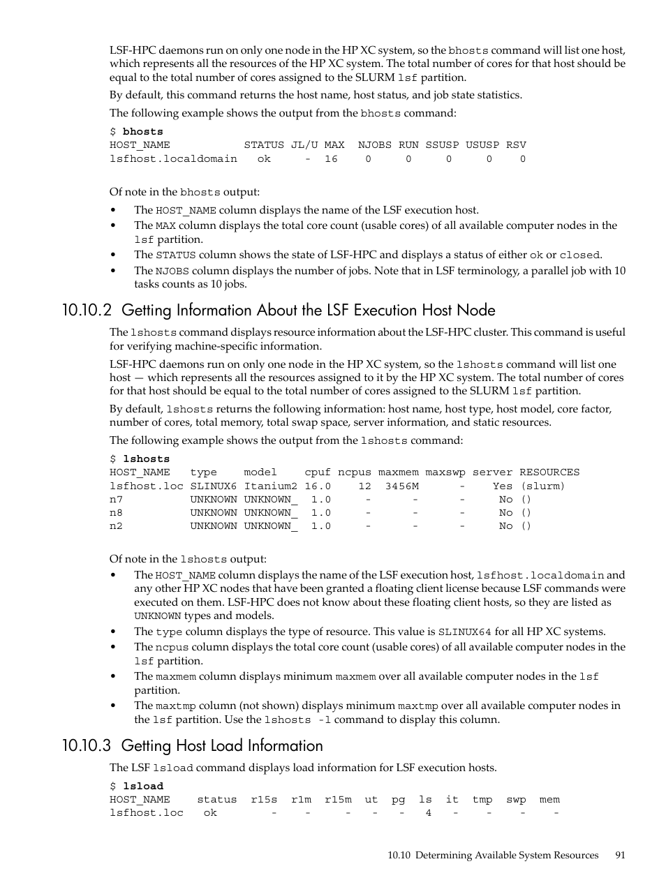 3 getting host load information, Getting information, Getting host load | HP XC System 3.x Software User Manual | Page 91 / 133