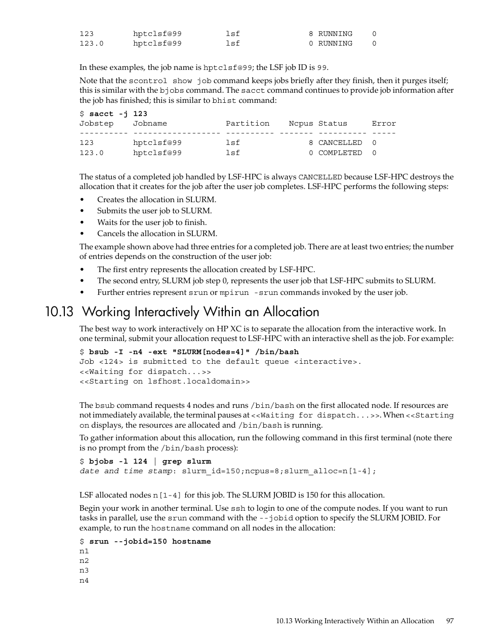 13 working interactively within an allocation | HP XC System 3.x Software User Manual | Page 97 / 133