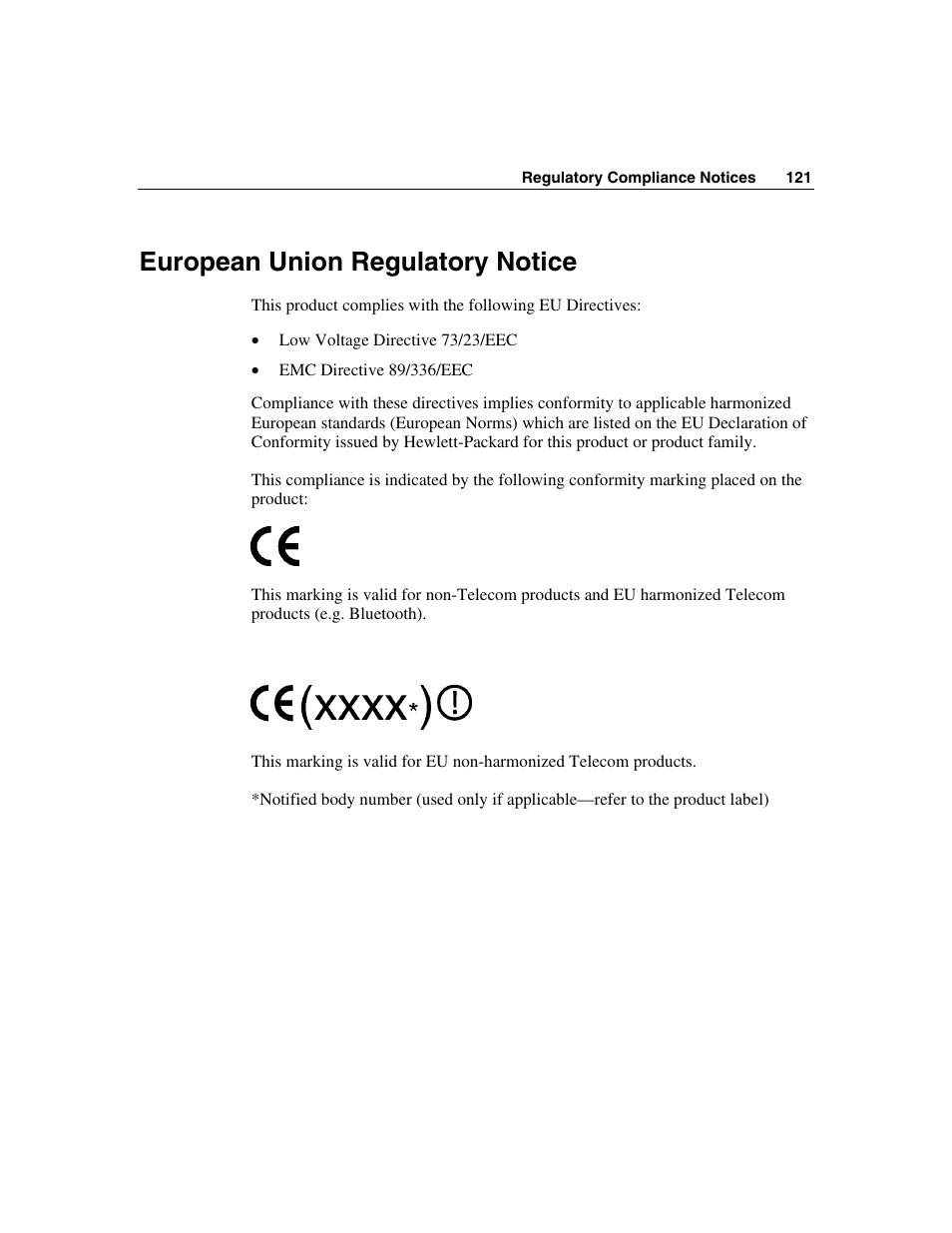 European union regulatory notice | HP ProLiant DL360 G4p Server User Manual | Page 121 / 140