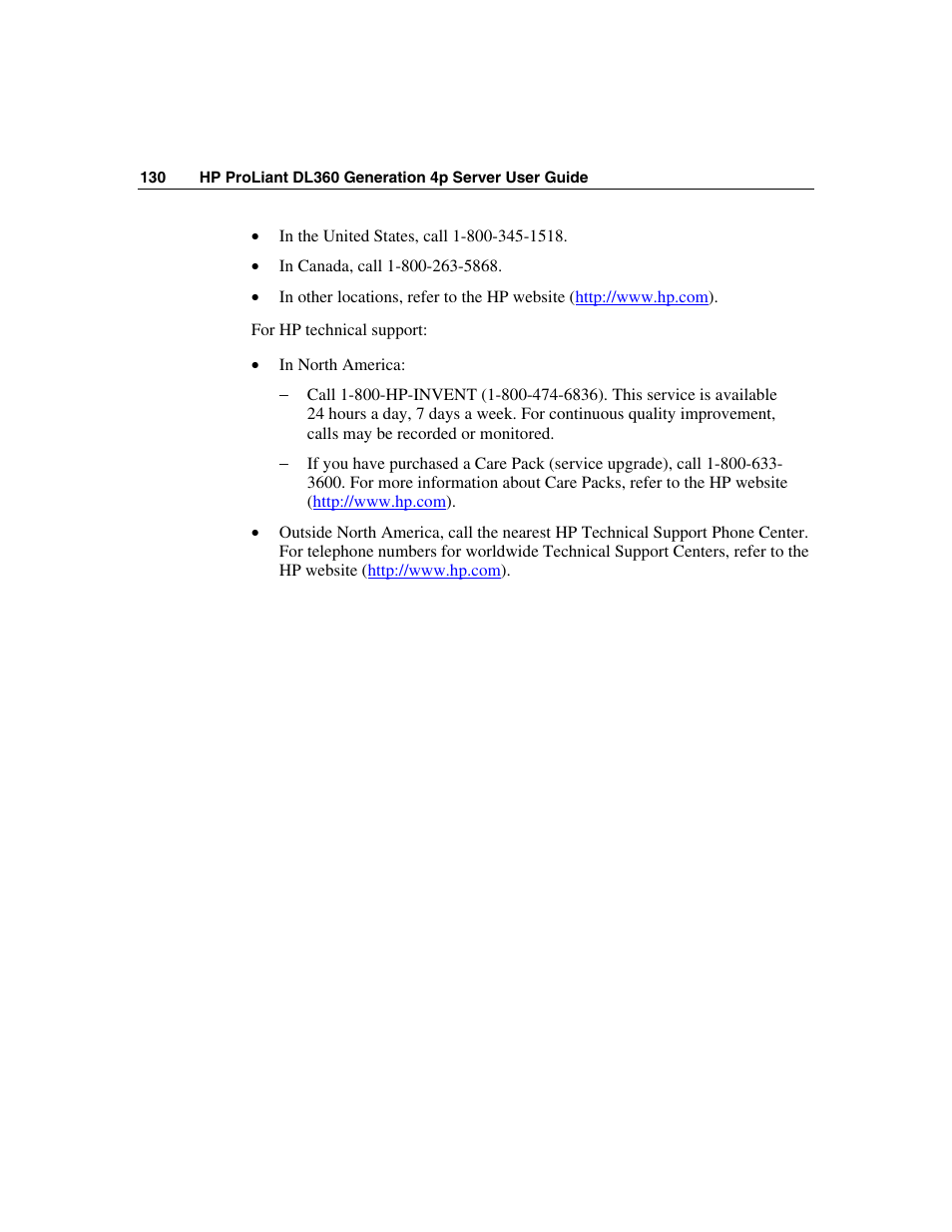 HP ProLiant DL360 G4p Server User Manual | Page 130 / 140