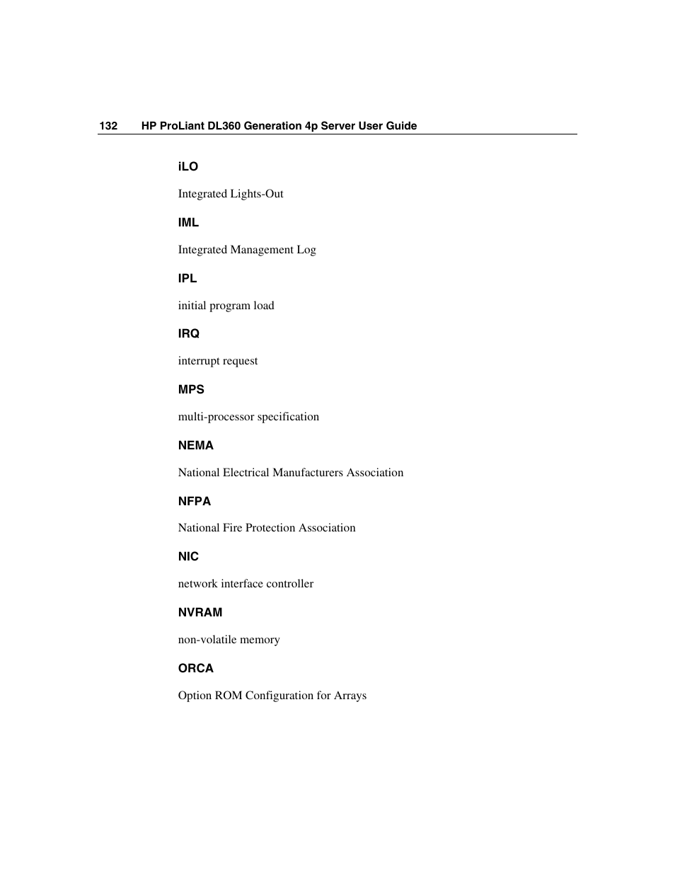 HP ProLiant DL360 G4p Server User Manual | Page 132 / 140