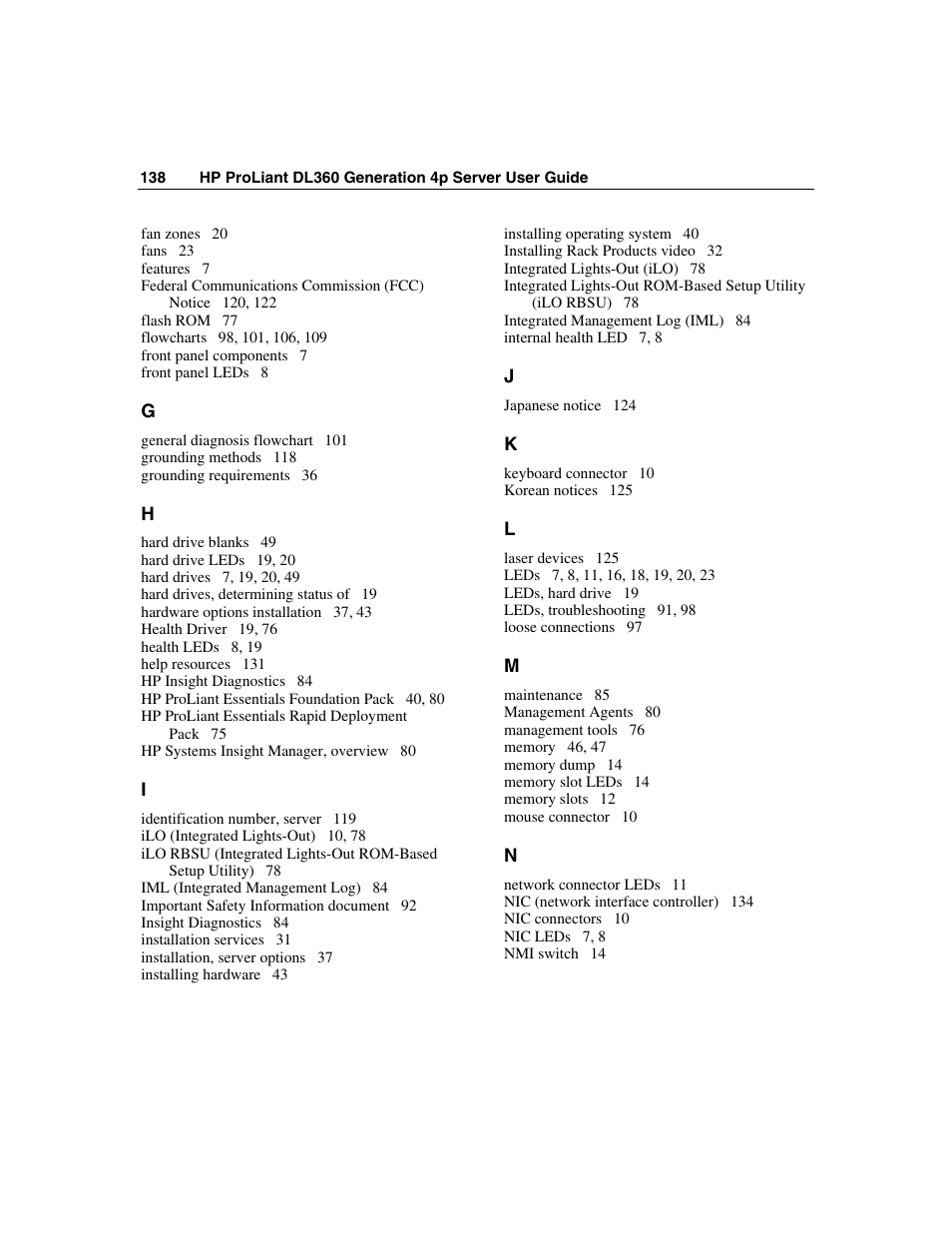 HP ProLiant DL360 G4p Server User Manual | Page 138 / 140