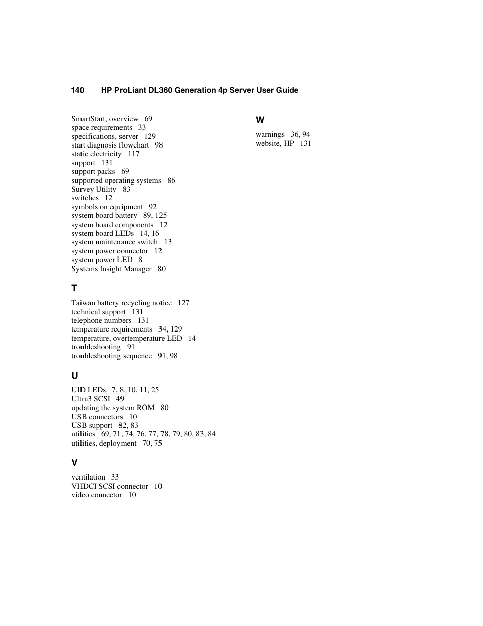 HP ProLiant DL360 G4p Server User Manual | Page 140 / 140