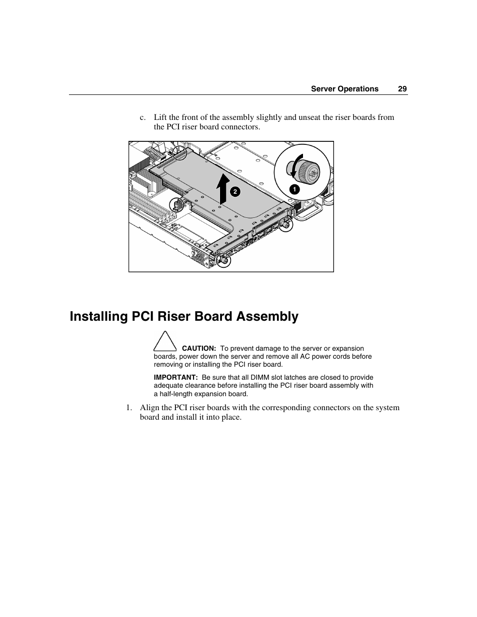 Installing pci riser board assembly | HP ProLiant DL360 G4p Server User Manual | Page 29 / 140