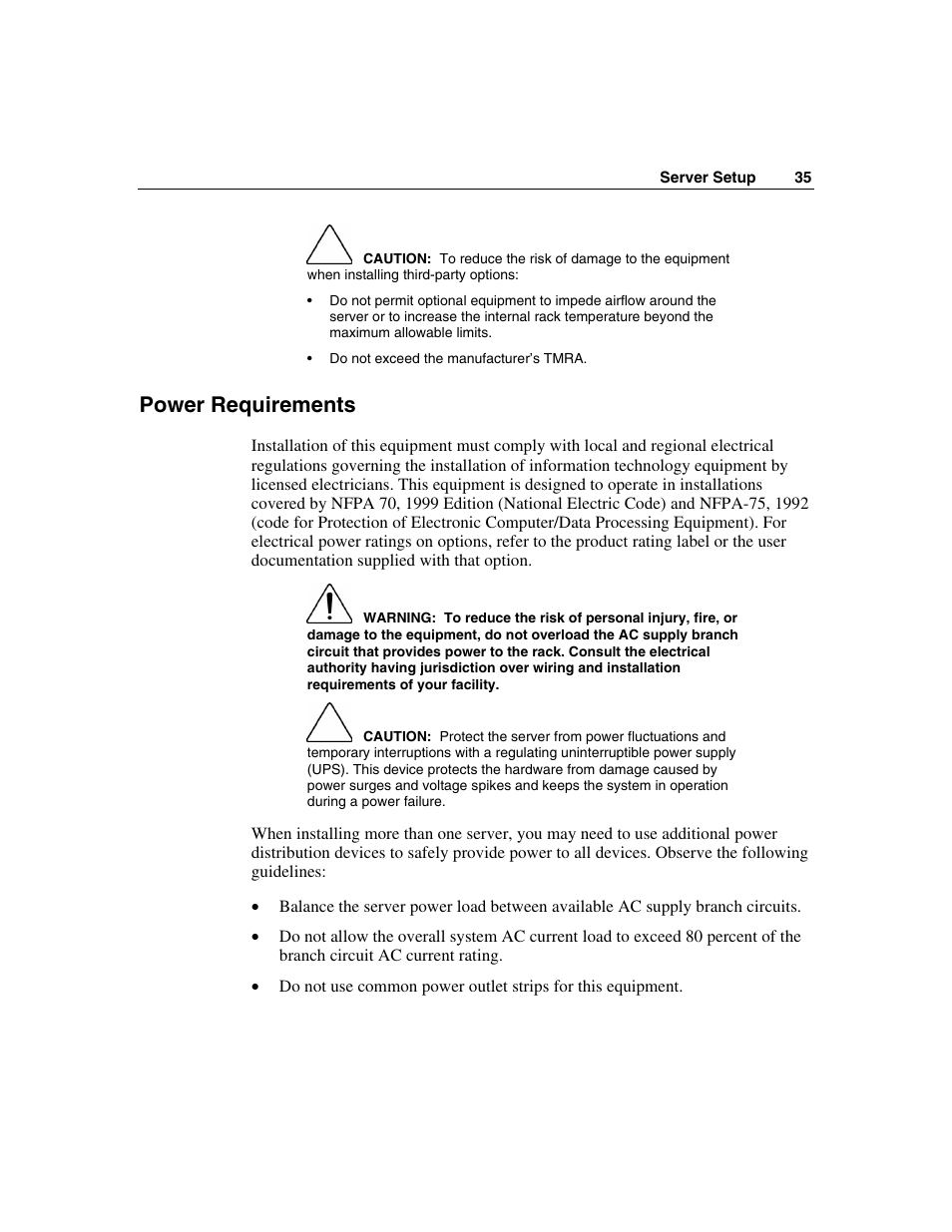 Power requirements | HP ProLiant DL360 G4p Server User Manual | Page 35 / 140