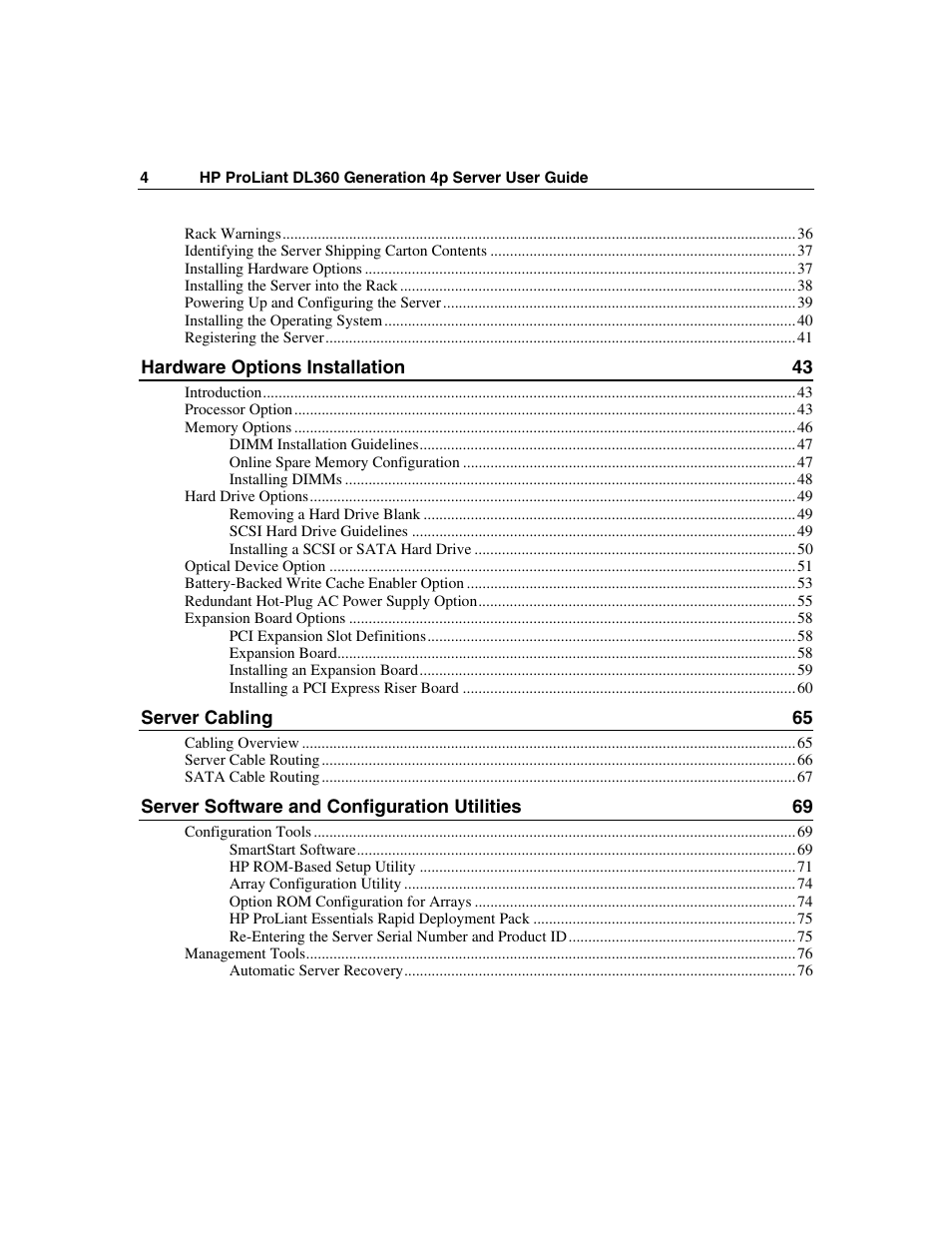 HP ProLiant DL360 G4p Server User Manual | Page 4 / 140