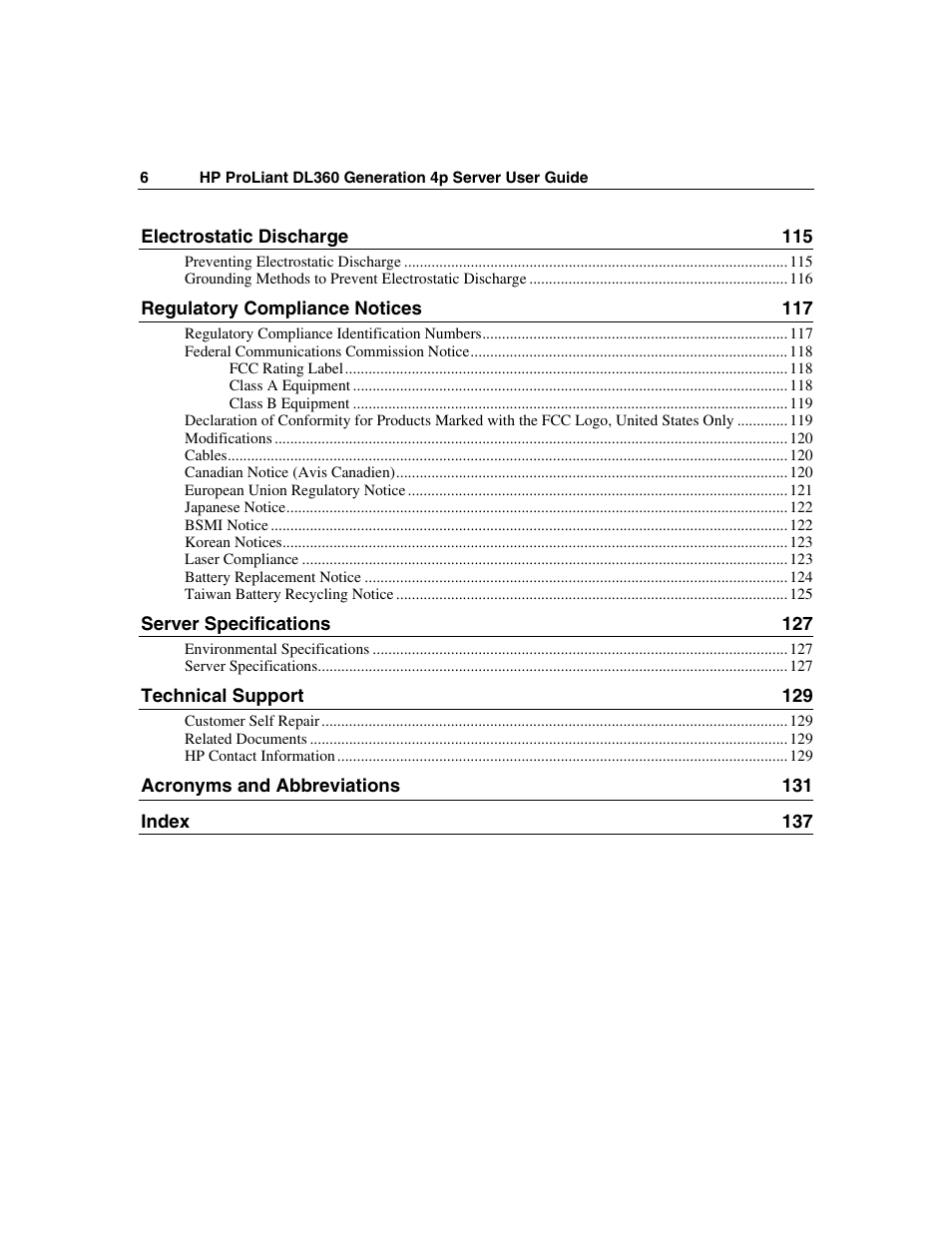 HP ProLiant DL360 G4p Server User Manual | Page 6 / 140