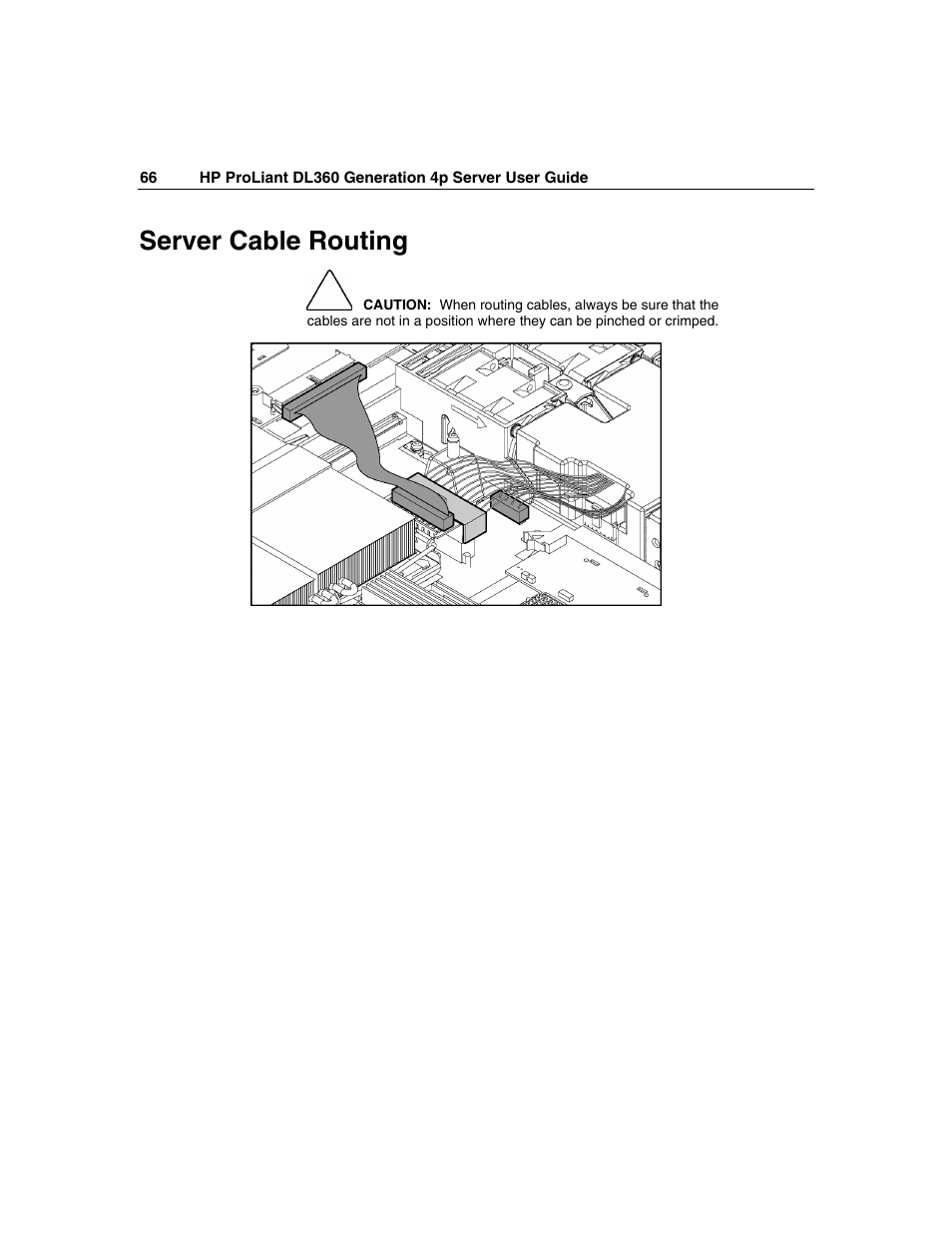 Server cable routing | HP ProLiant DL360 G4p Server User Manual | Page 66 / 140