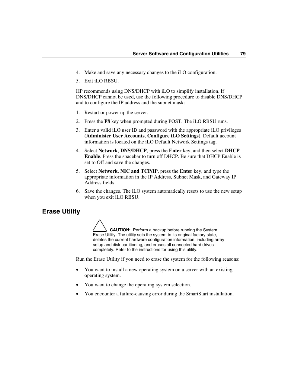 Erase utility | HP ProLiant DL360 G4p Server User Manual | Page 79 / 140