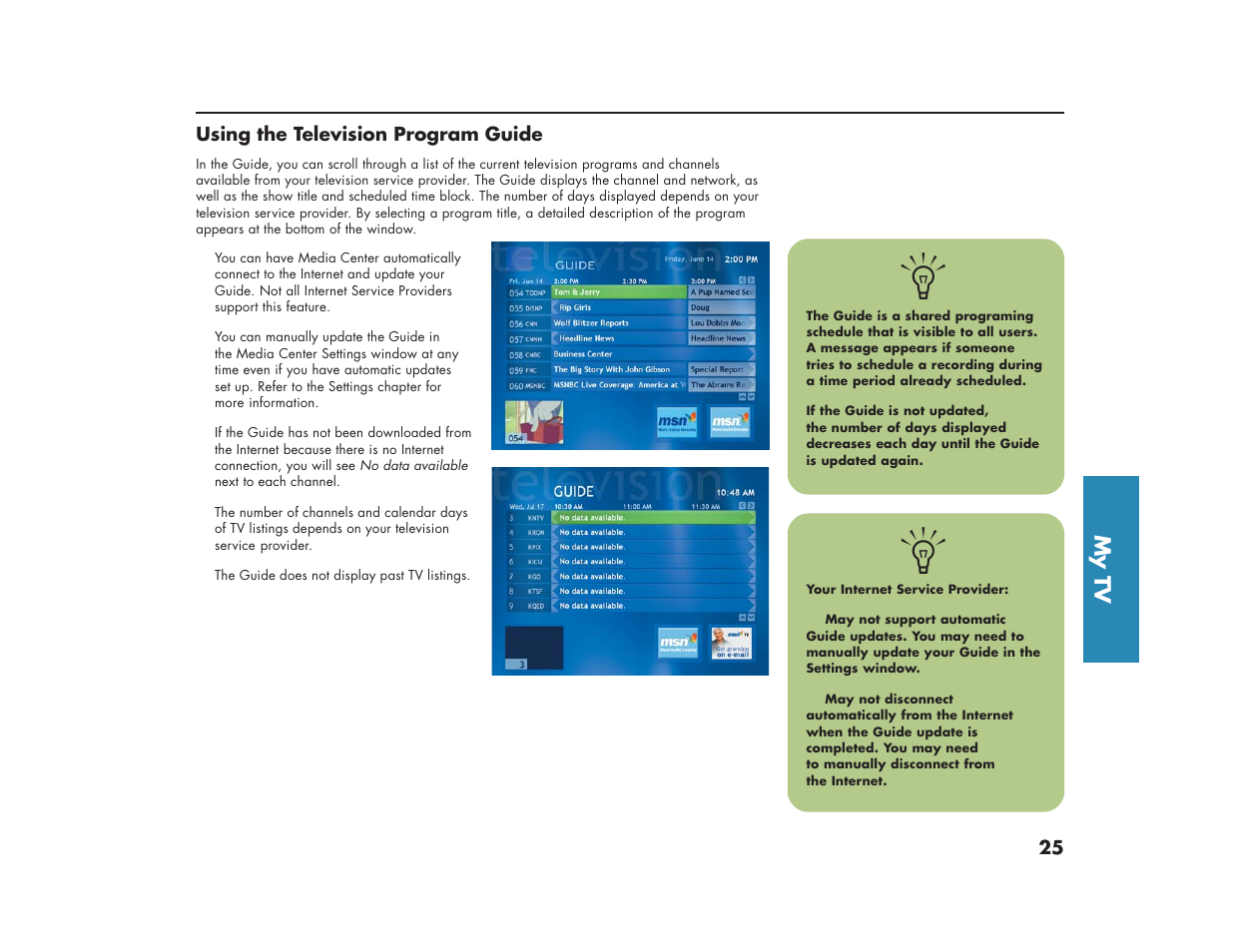 My tv | HP Media Center m270 Desktop PC User Manual | Page 29 / 86